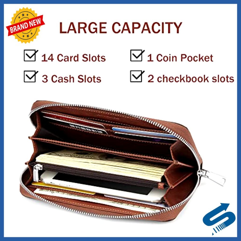 Leather Rfid Blocking Wallet With Detachable Wris… - image 3